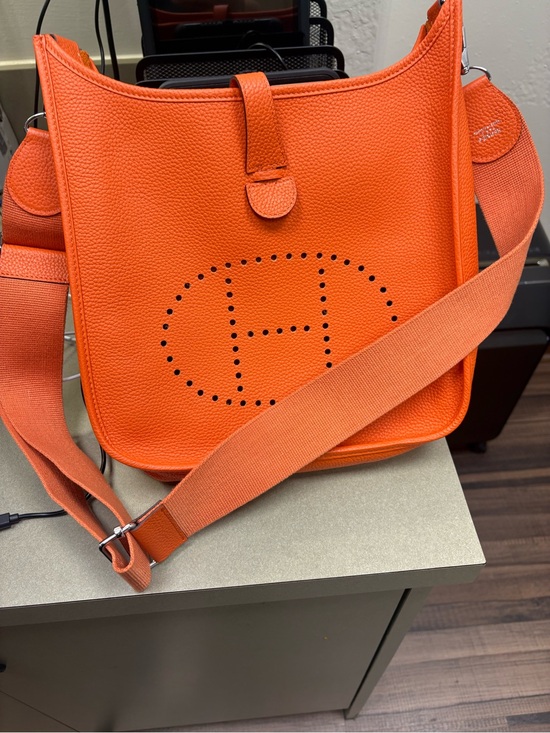 Handbags - Orange Perforated 'H' Crossbody Shoulder Bag